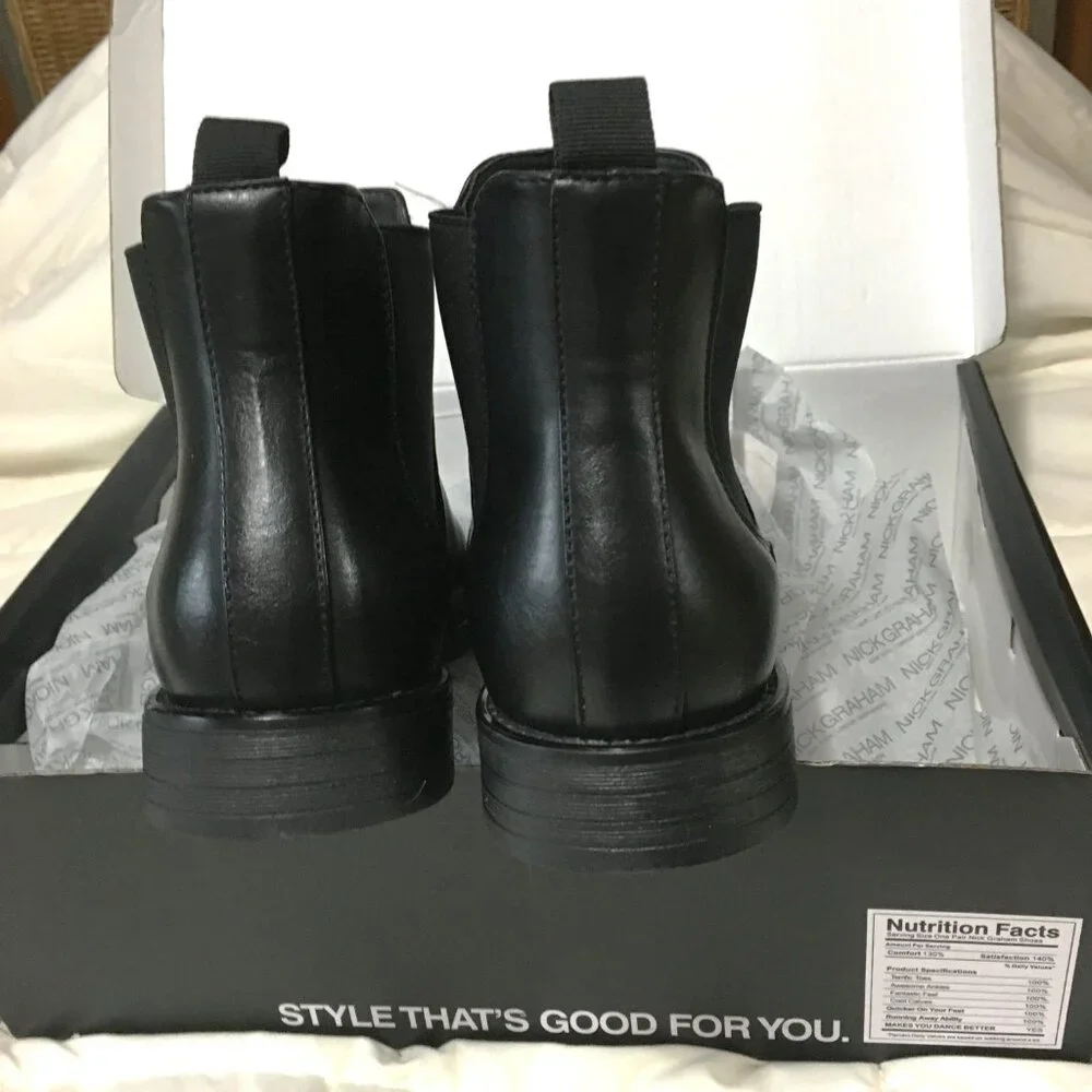 Nick Graham Black Nigel Ankle Boot Mens Size 8.5 -NIB